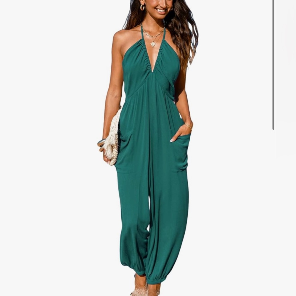Elegant Green Halter Jumpsuit